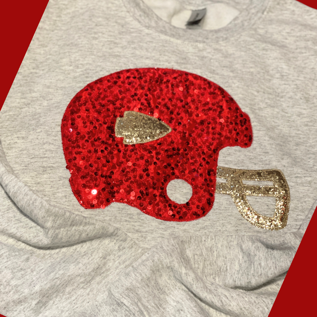 KC SEQUIN EMBROIDERED HELMET SWEATSHIRT