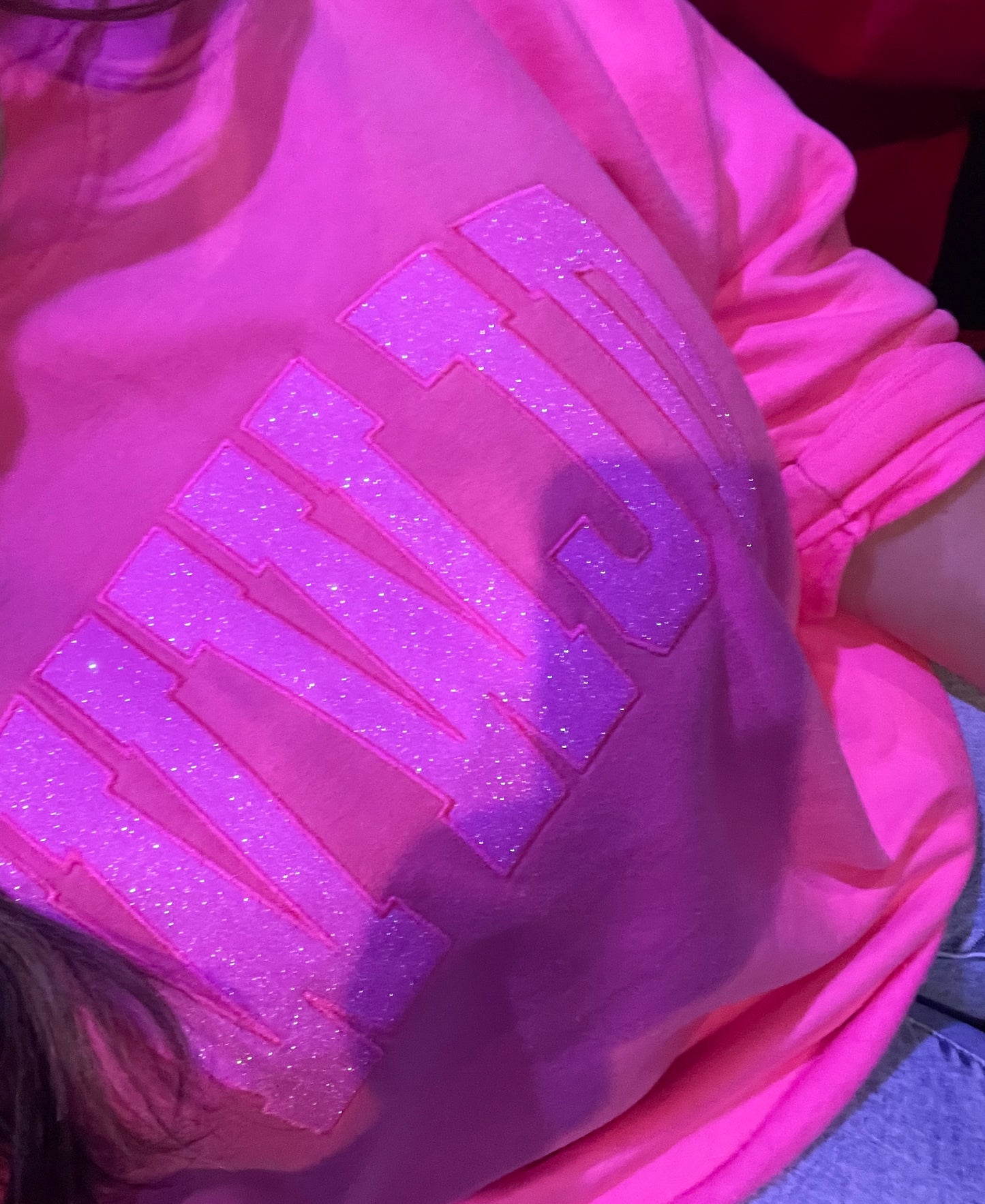WWJD PINK GLITTER SWEATSHIRT