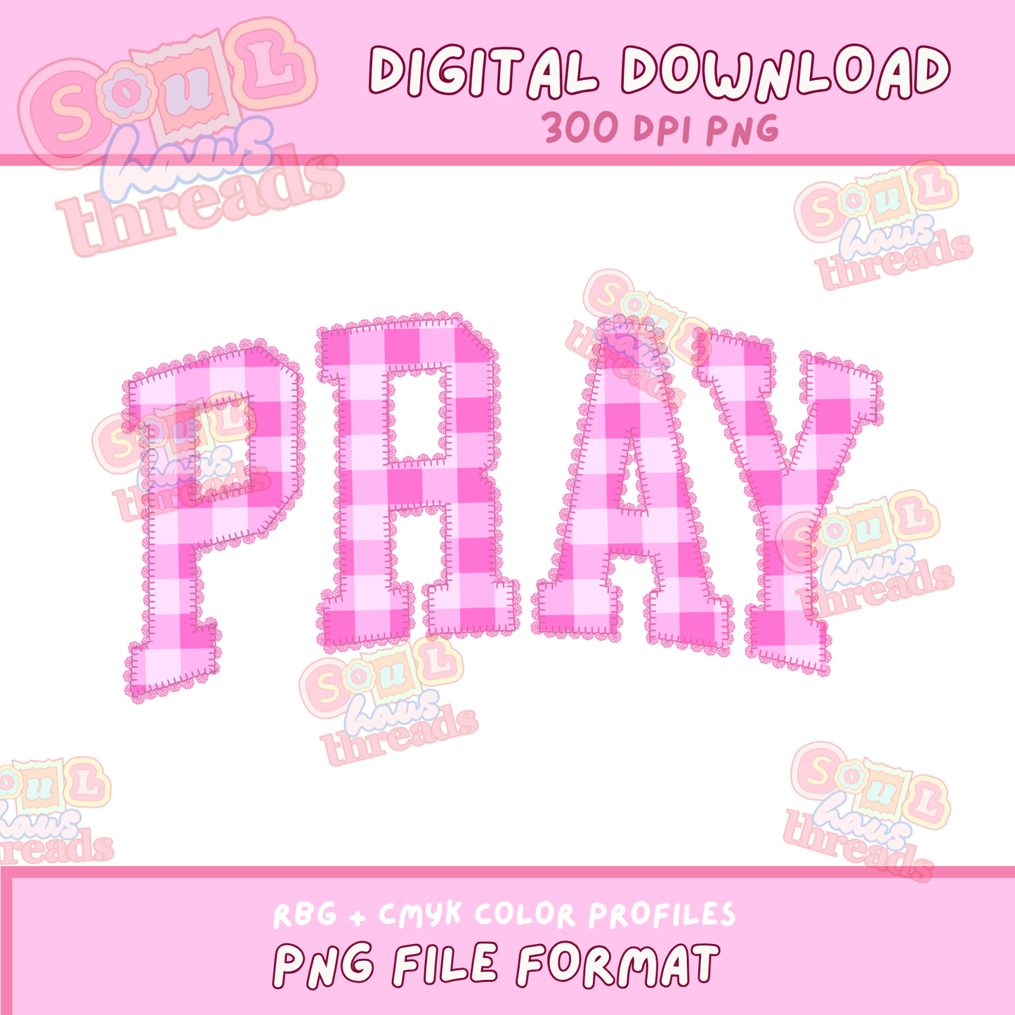 PRAY Faux Embroidery Png