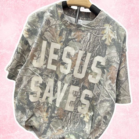 PRE-ORDER JESUS SAVES OVERSIZED STITCHED TEE