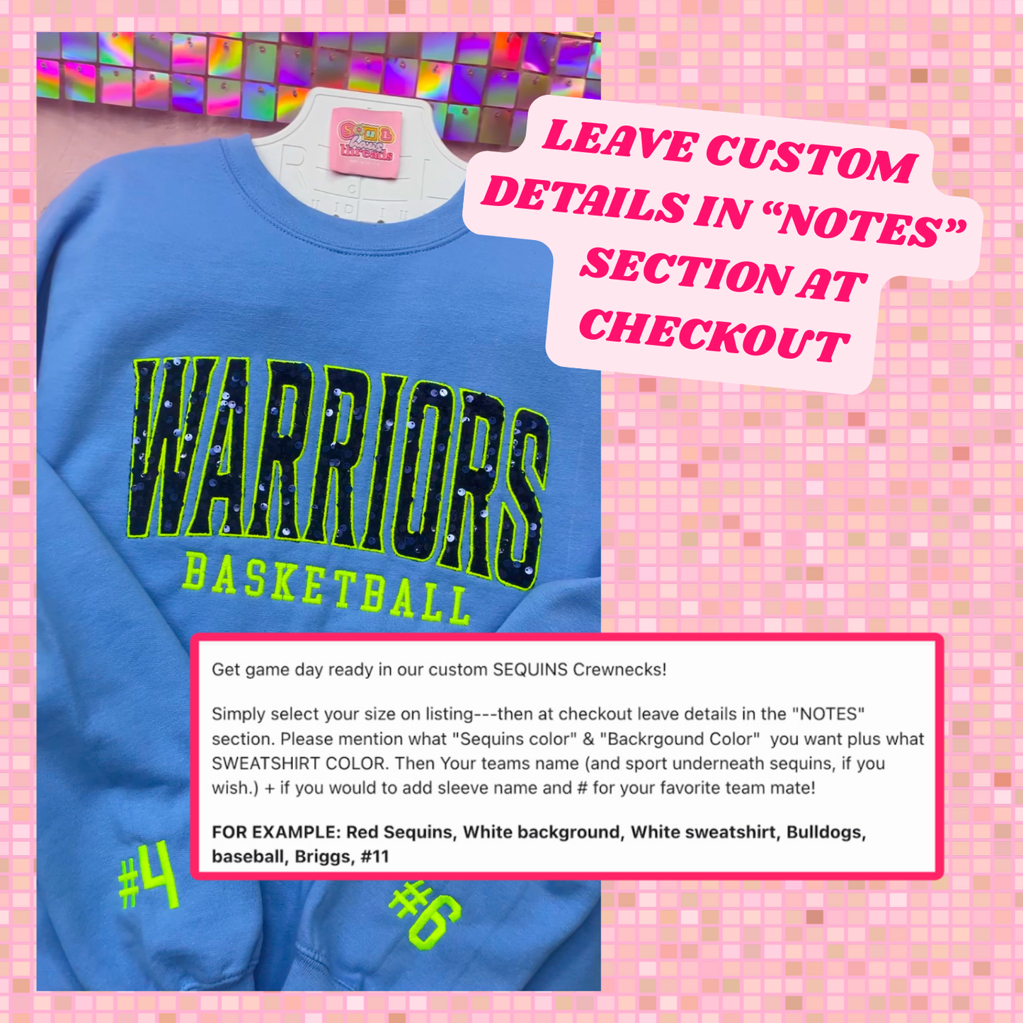 CUSTOM GAME DAY SEQUIN CREWNECK