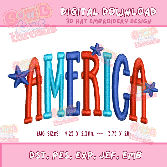 AMERICA 3D PUFF STARS HAT DESIGN