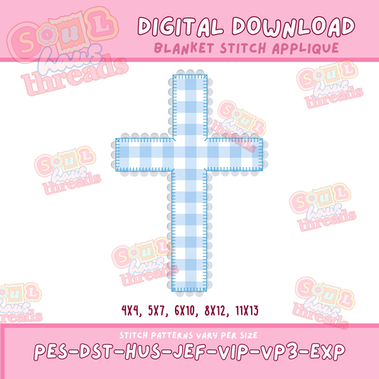 FAUX LACE SCALLOP CROSS APPLIQUÉ DESIGN